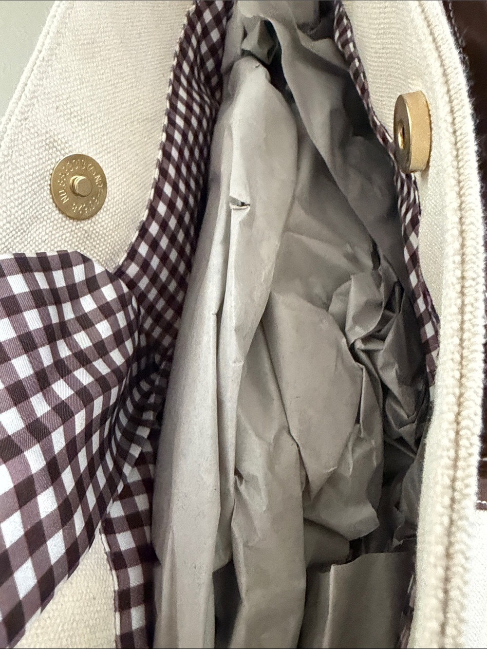 Canvas Tote Bag with Brown Trim and Bear Charm - Picture 5 of 5